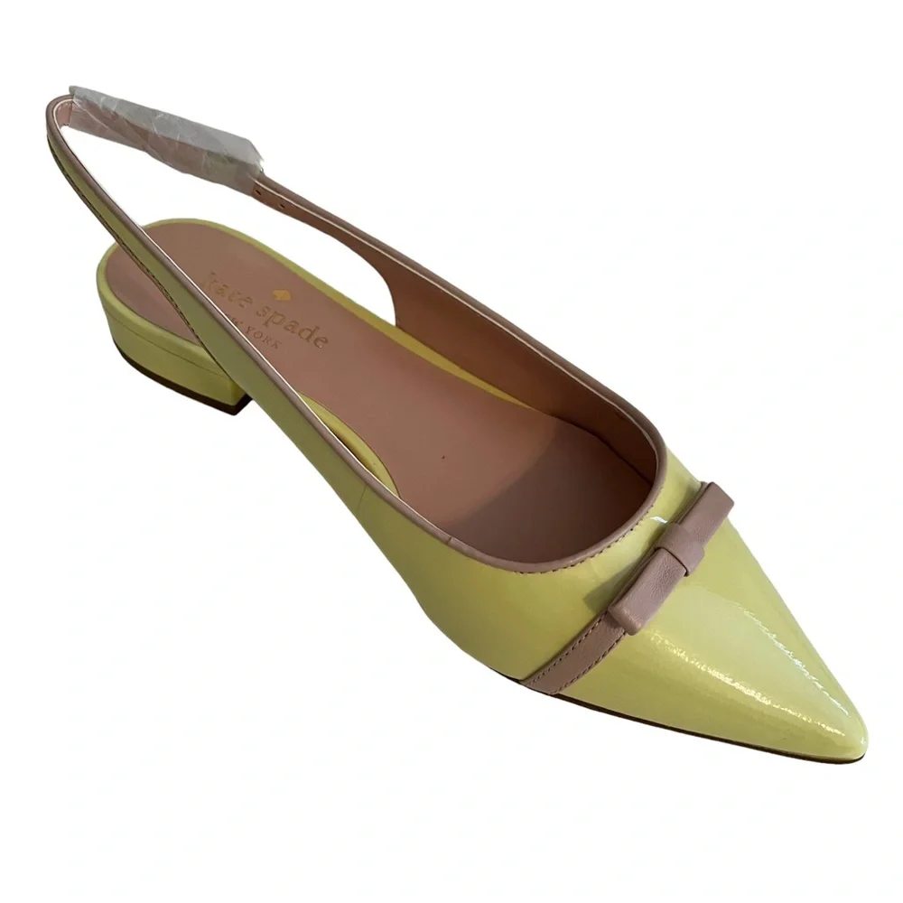 Kate Spade "Antibes" Sling Back Pointed Toe Flat in Lemon Sorbet 6.5 NEW - Picture 2 of 15